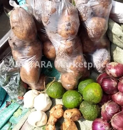 Packed Irish potatoes, garlic onion, lemon